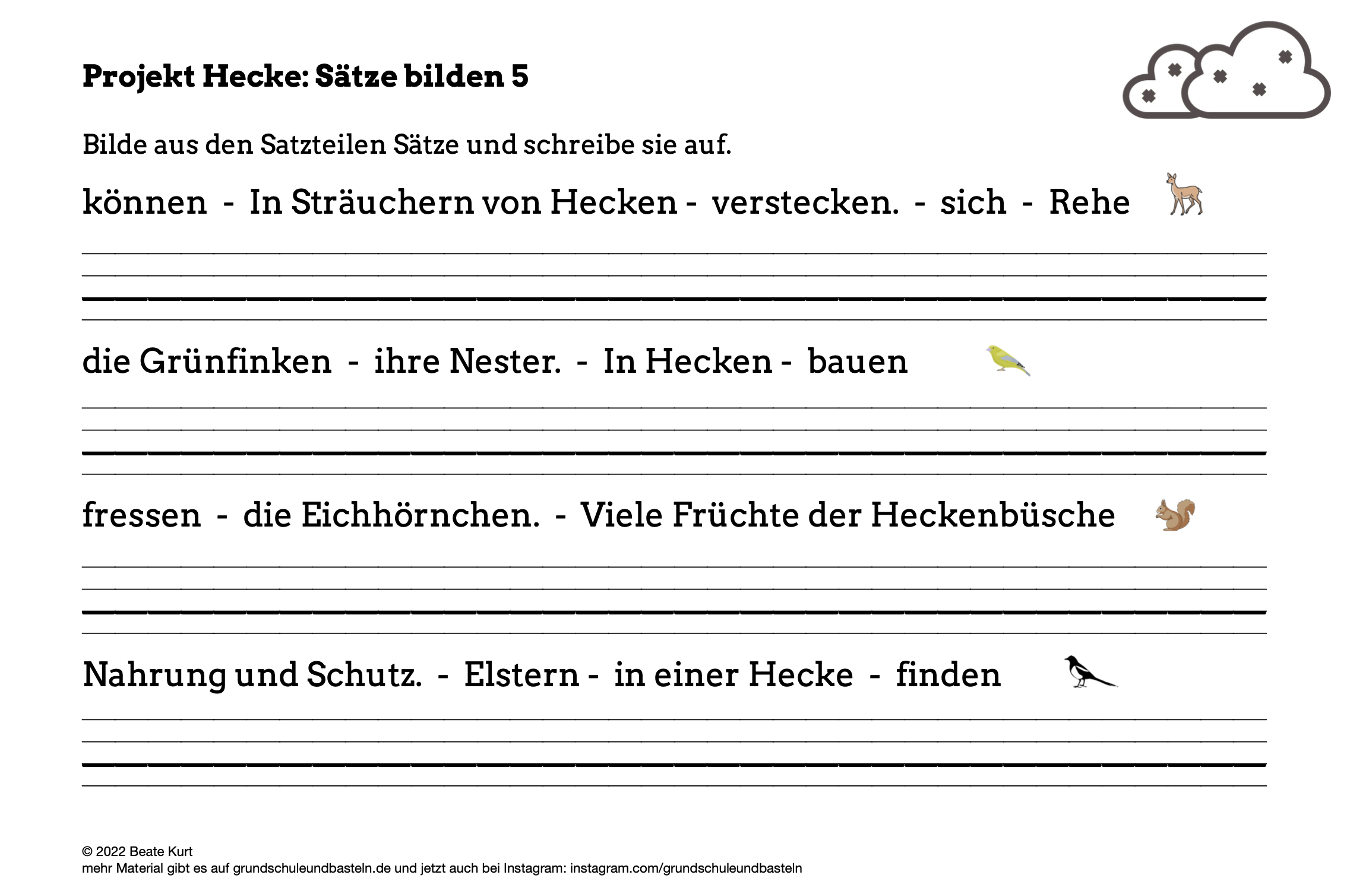  Arbeitsmaterial  Sätze bilden zum Thema Hecke 