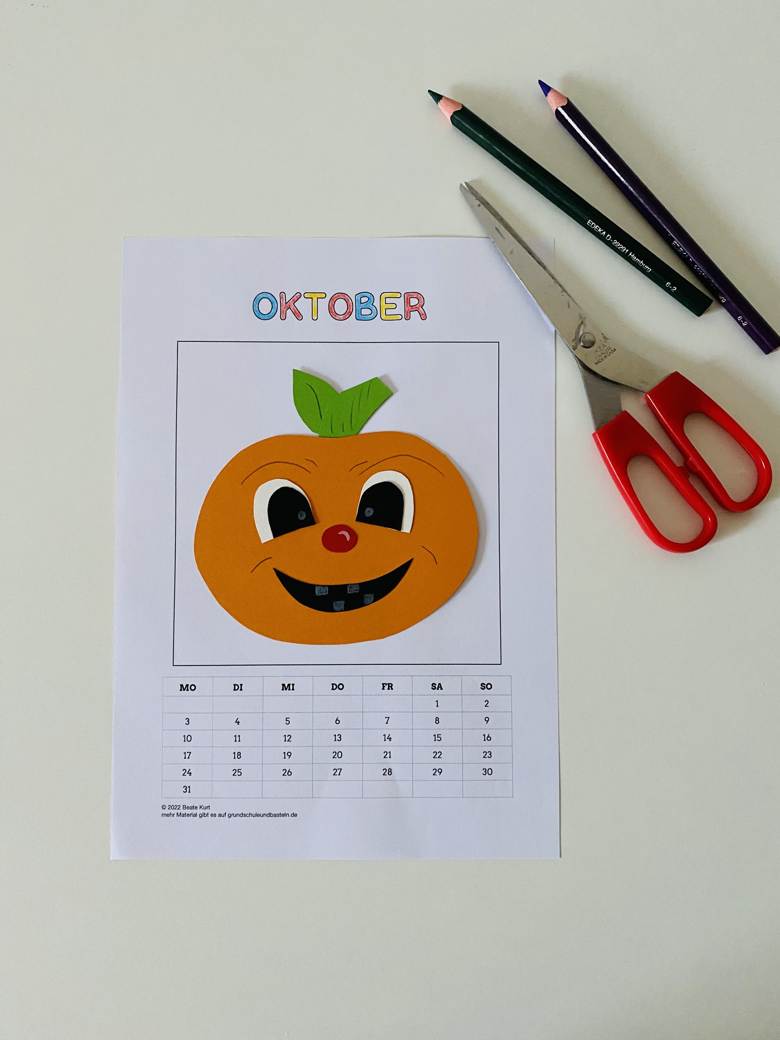  Kalenderblatt Oktober basteln 