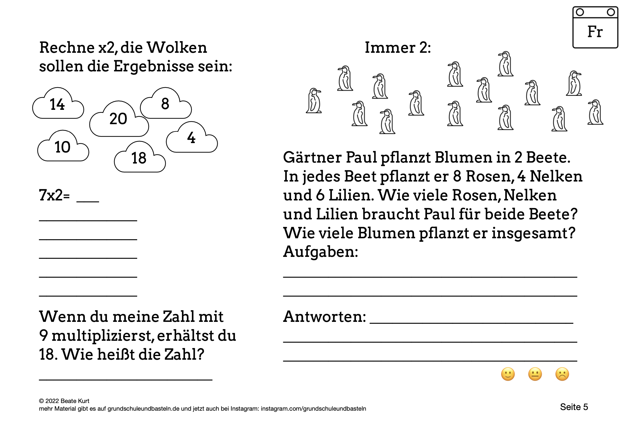  Arbeitsmaterial Einmaleins Wochentraining 