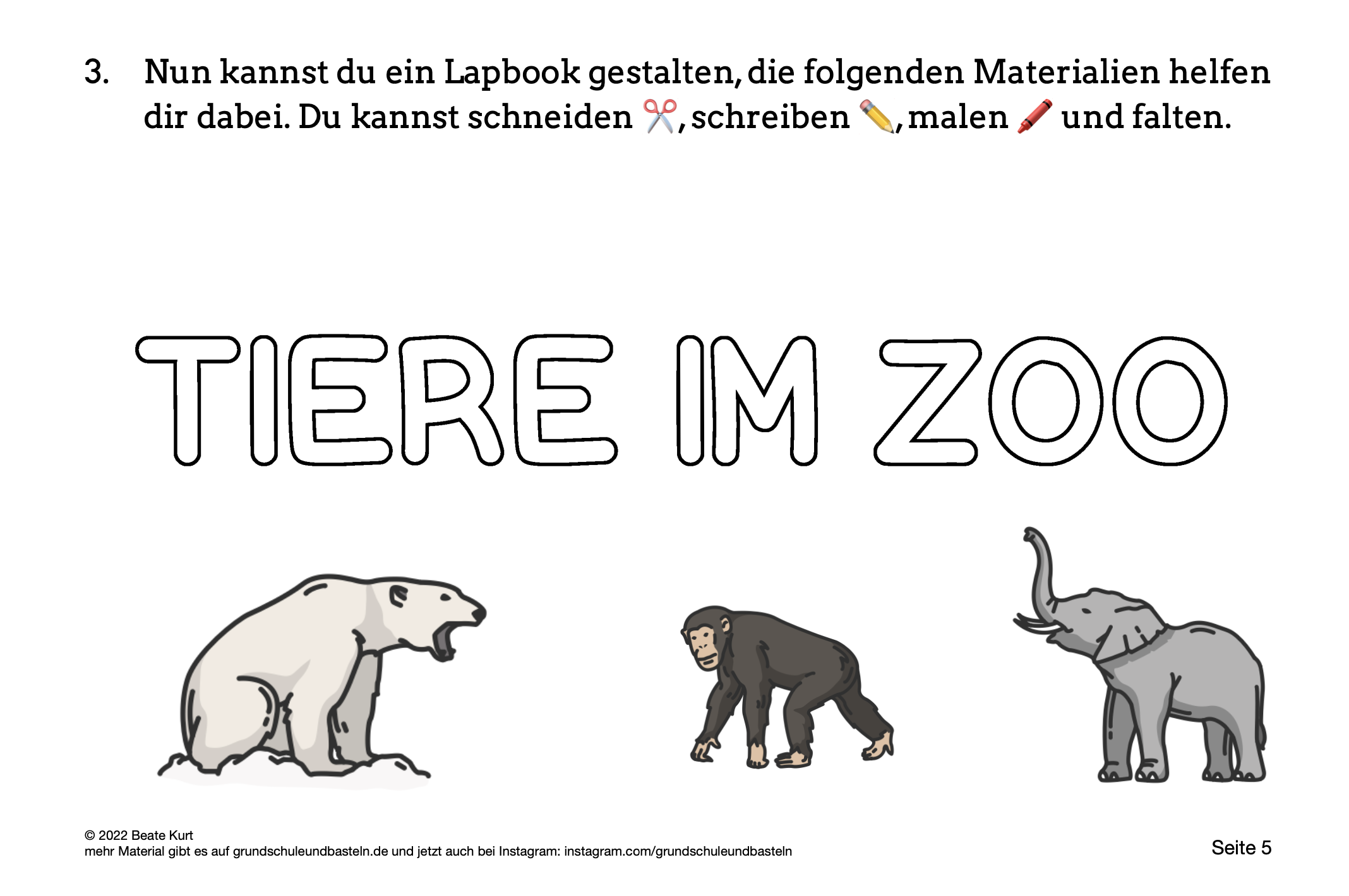  Lapbook Tiere im Zoo 