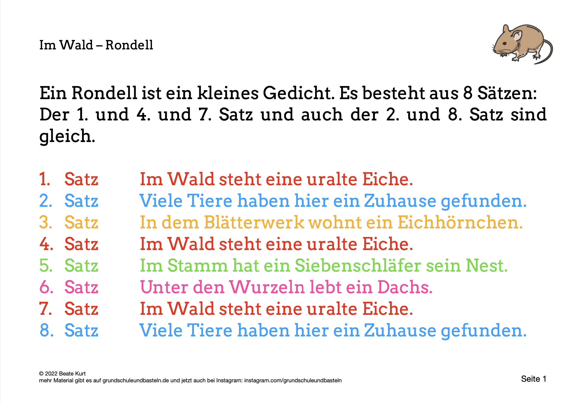  Rondell zum Thema Wald schreiben 