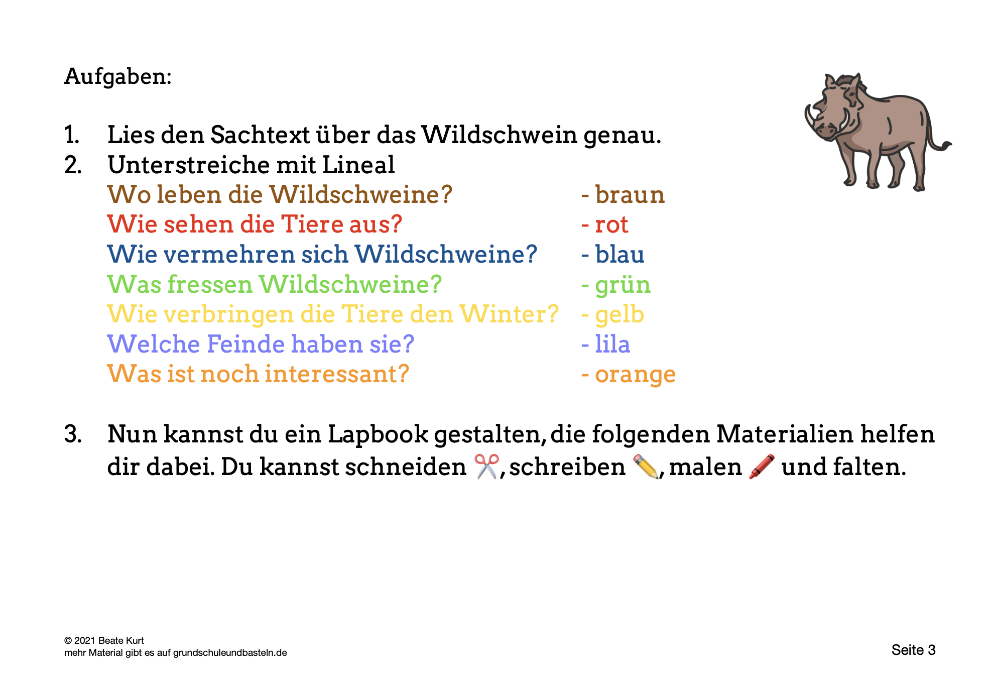  Lapbook Wildschwein 