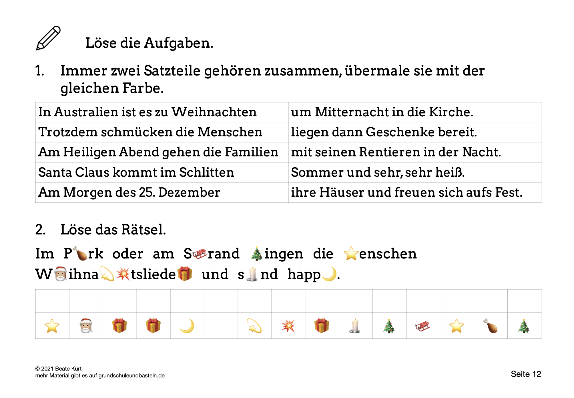  Arbeitsmaterial Lernheft Weihnachten 