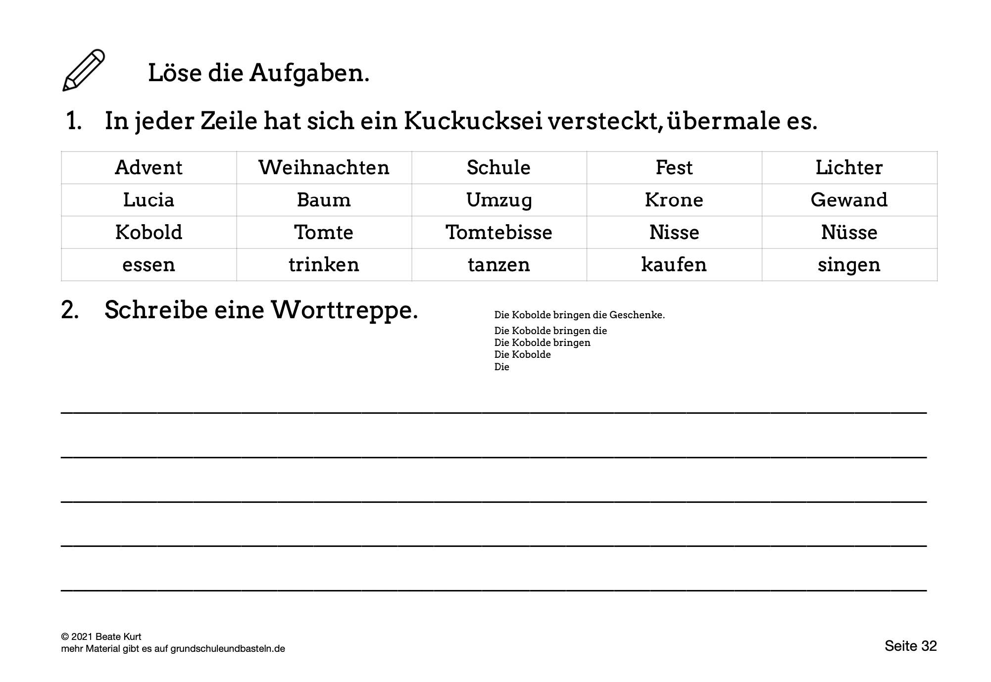  Arbeitsmaterial Lernheft Weihnachten 