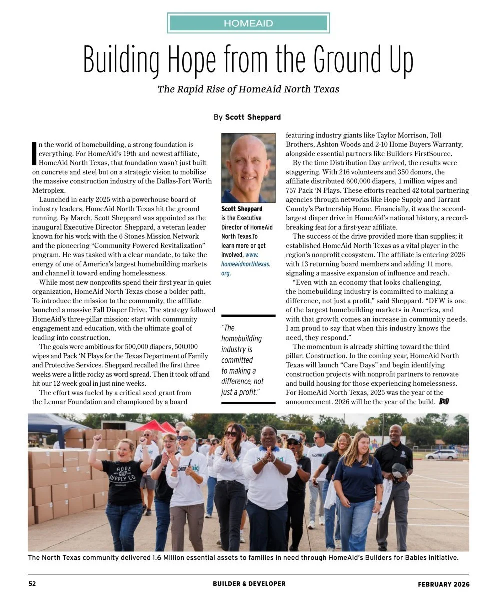 HomeAid North Texas featured in Builder &amp; Developer Magazine’s February Issue (pg. 52)