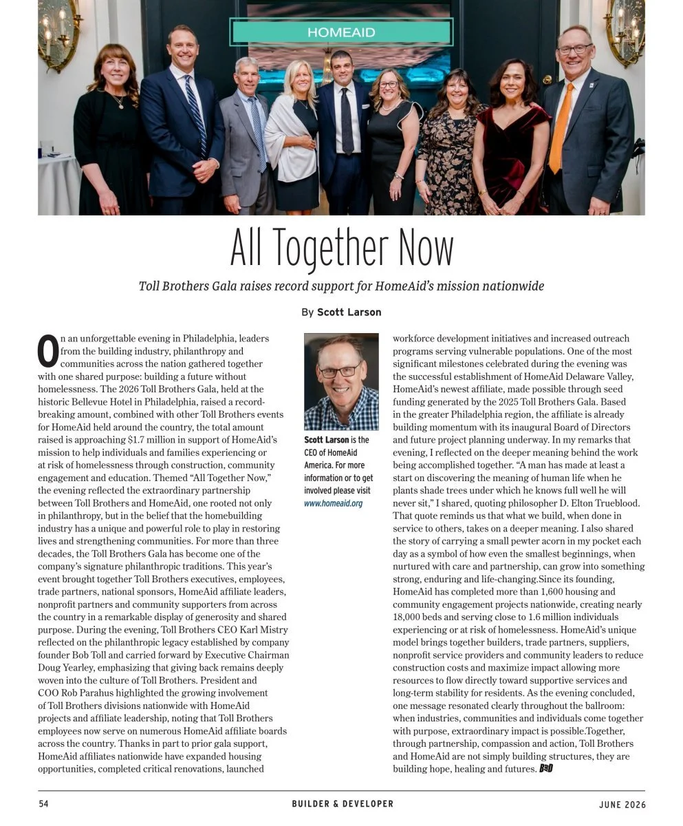 HomeAid America featured in Builder &amp; Developer Magazine’s June Issue (pg. 54) 