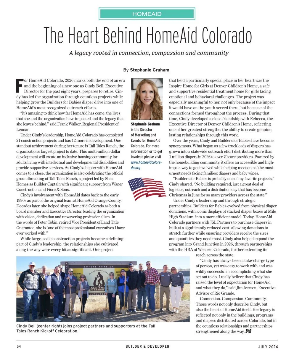 HomeAid Colorado featured in Builder &amp; Developer Magazine’s July Issue (pg. 54)