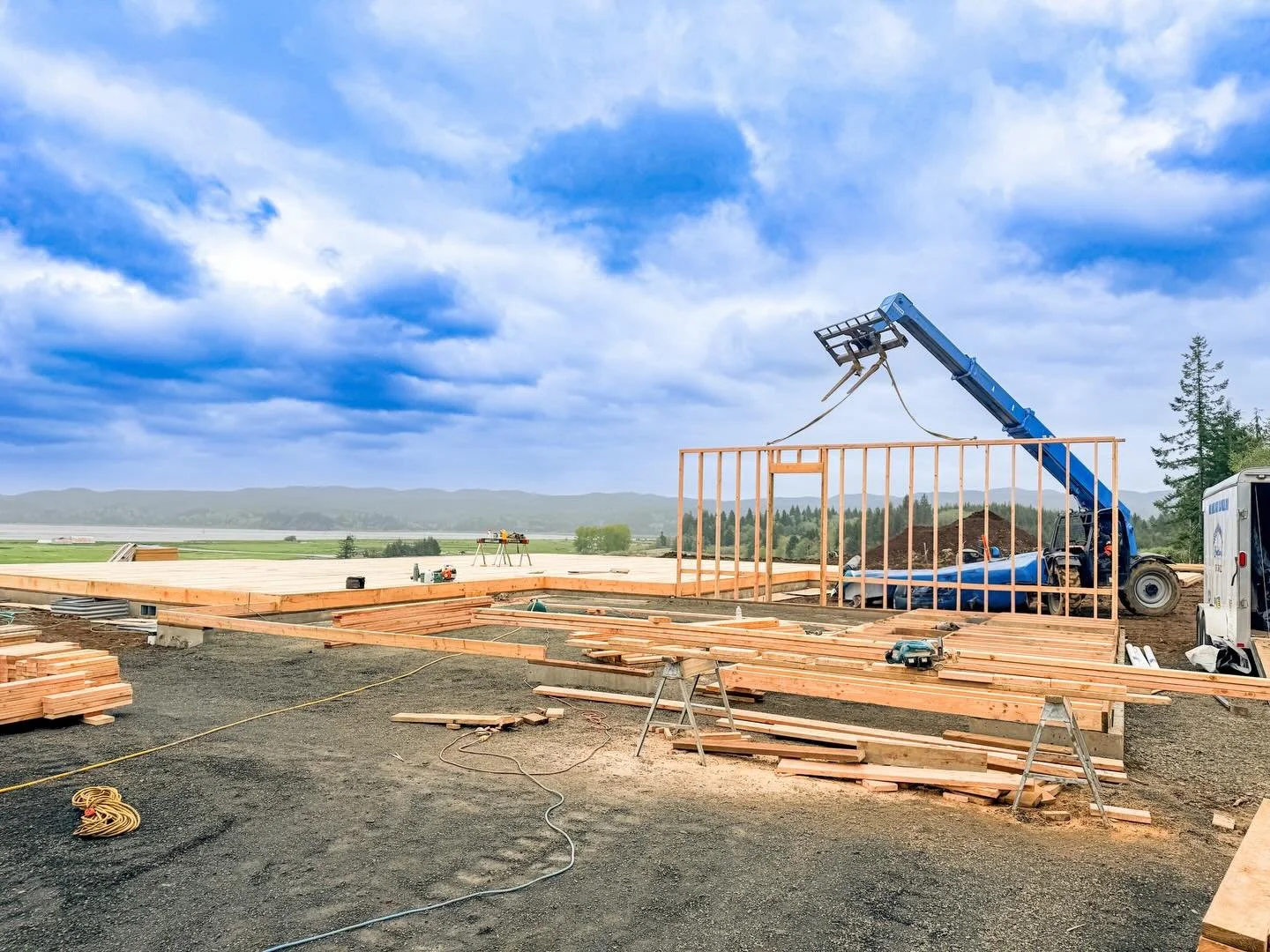 From lines on paper to something you can finally stand beside.
Our first wall went up today &mdash; and just like that, it all feels a little more real.  Slowly but surely, this space is turning into home. #athomewithemmarose #roseresidencebuild
