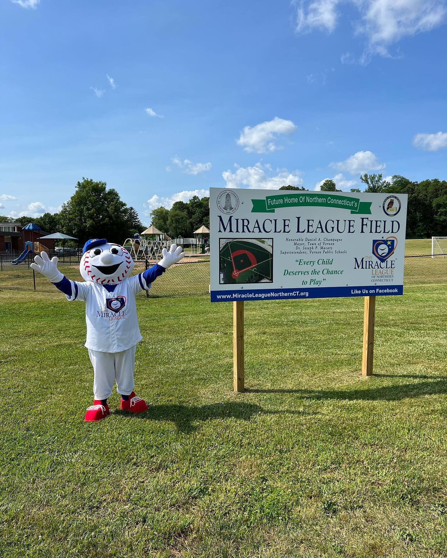 Meet Homer our Miracle of Northern CT mascot!! 

They are beyond excited for the Vernon Miracle Field construction to begin are you?!