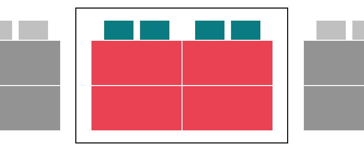 Diagram showing one double width double depth stall