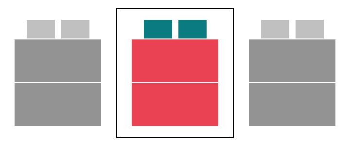 Diagram showing one single width double depth stall