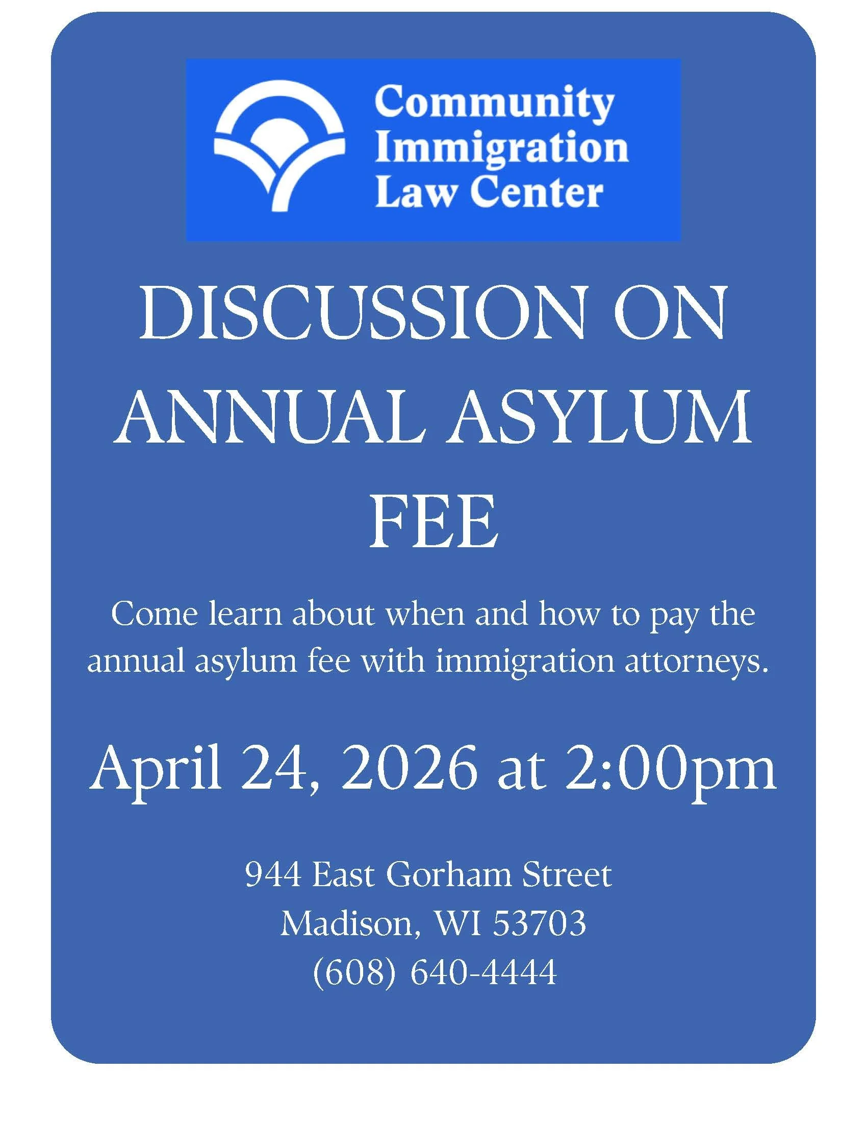 Discussion on the Annual Asylum Fee
