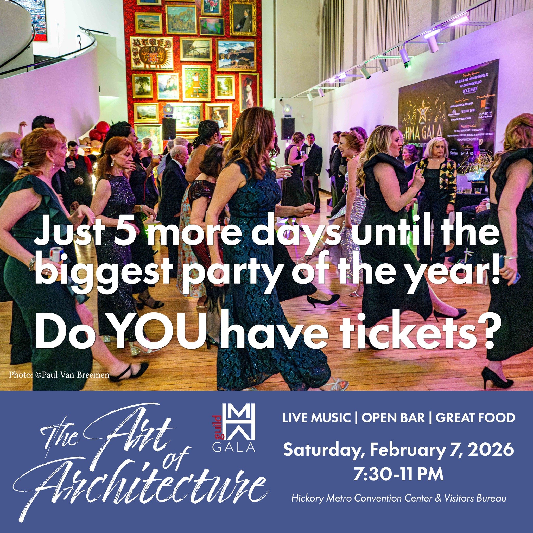 The Art of Architecture guildHMA Gala is almost here! While the museum is under renovation, this year&rsquo;s black-tie gala moves to the Hickory Metro &amp; Convention Center. Enjoy live music, delicious food, dancing all night, and an open bar. 

?