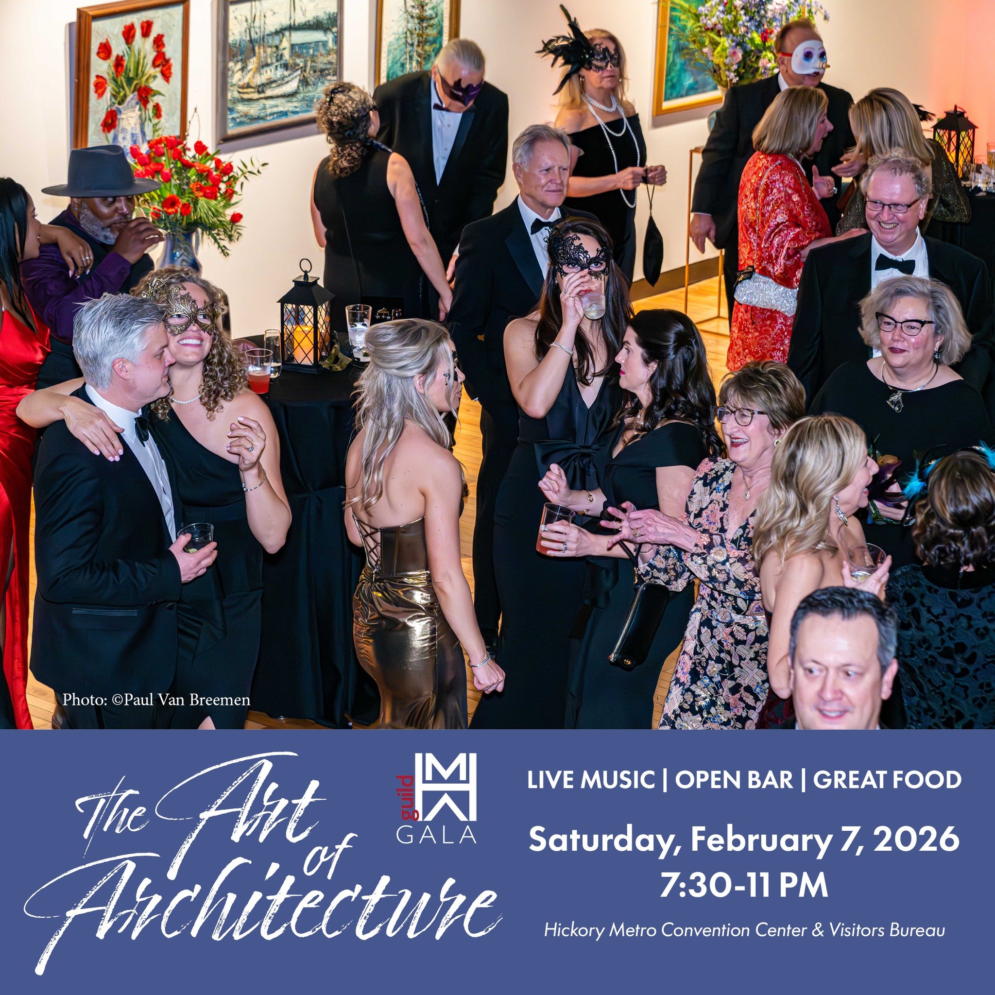 The Art of Architecture guildHMA Gala is nearly here! With the museum under renovation, we&rsquo;re hosting this year&rsquo;s black-tie gala at the Hickory Metro &amp; Convention Center. Live band, great food, dancing, and an open bar&mdash;grab your