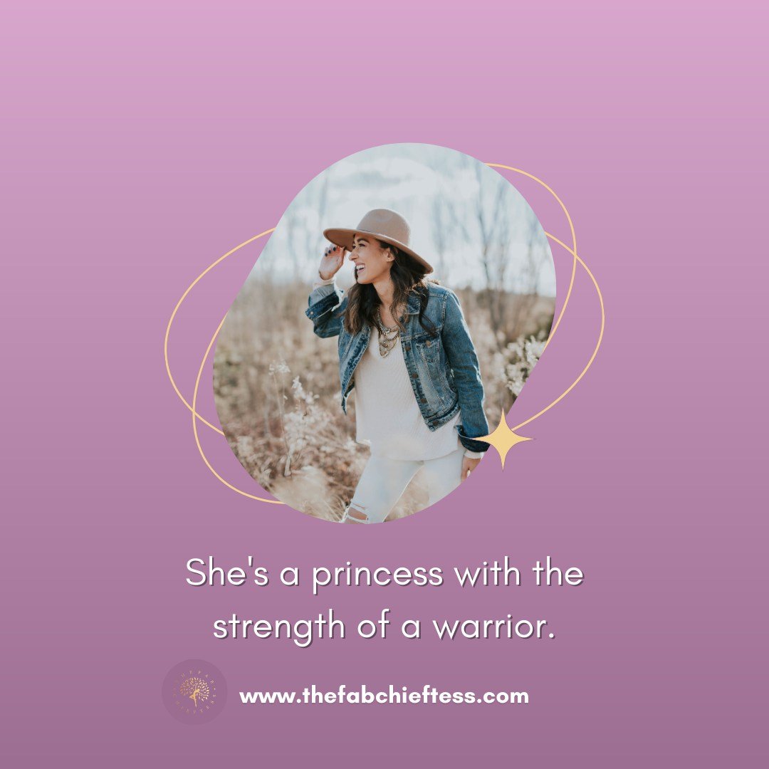 👑💪 She's a princess with the strength of a warrior. 💫✨ 

Unleashing her inner power, she conquers challenges with grace and resilience. Her journey is one of courage, determination, and unwavering belief in herself. Embrace your inner royalty and 