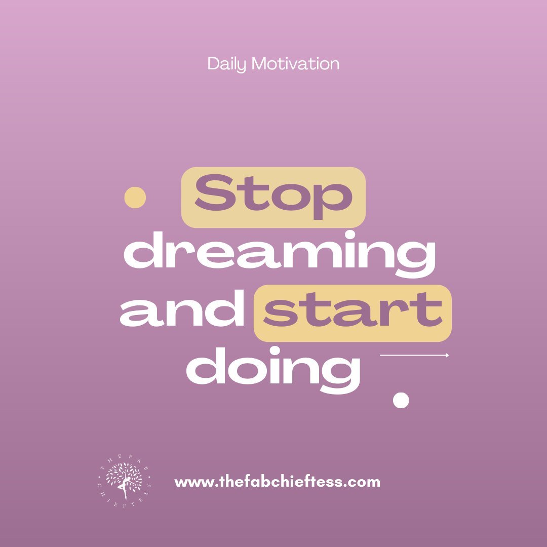 🌟💪 Stop dreaming and start doing. 💫✨ 

The power to turn your dreams into reality lies within your hands. Take action, pursue your goals with determination, and watch as your aspirations unfold into achievements. It's time to step boldly into the 