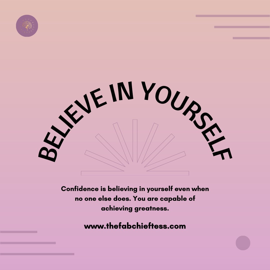 Believe in yourself, even when no one else does, for it is this unwavering self-belief that sets you apart from the rest. Confidence isn't about being free from self-doubt or criticism, it's about trusting in your abilities, your skills, and your vis