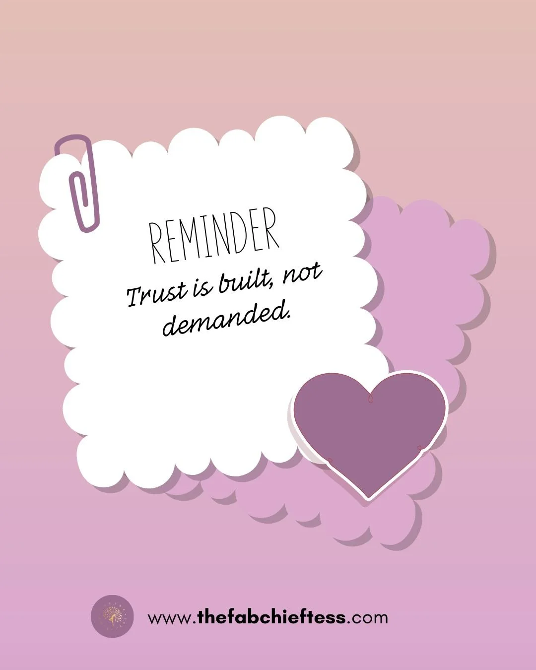 Trust isn&rsquo;t something we demand . I&rsquo;s something we earn, moment by moment. 💜 Whether it&rsquo;s trust in others or in yourself, it grows through consistency, honesty, and patience.

Don&rsquo;t rush the process; let actions speak louder 