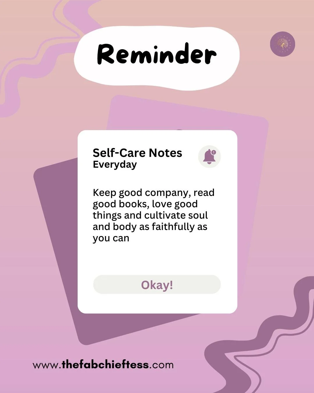 Here&rsquo;s your gentle reminder: self-care isn&rsquo;t selfish, it&rsquo;s essential. 
🌸 Surround yourself with people who uplift you, fill your mind with wisdom, and feed your soul with love and purpose.

Take time to read something inspiring, mo