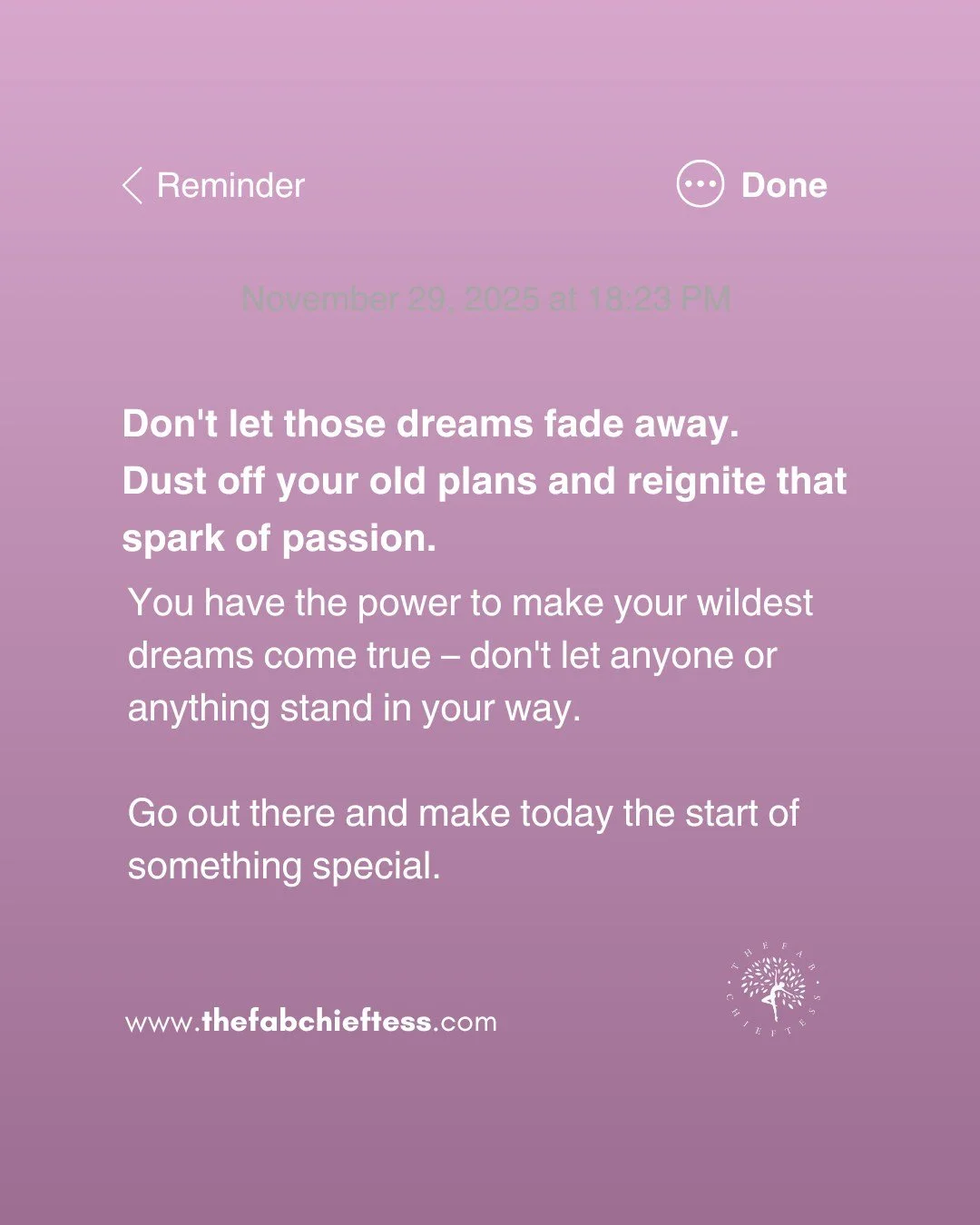 Your dreams are still waiting for you. 🌙 Don&rsquo;t let self-doubt or delay steal them away. Pick up those old plans, dust them off, and reignite your spark. You have everything within you to create the life you&rsquo;ve always imagined.

Every day