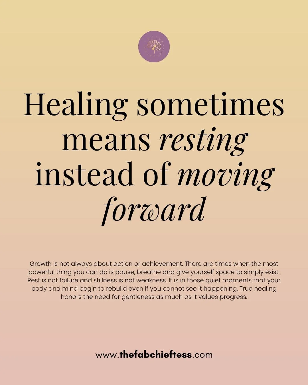 Healing doesn&rsquo;t always look like action. Sometimes it&rsquo;s stillness, softness, and surrender. 🌙

Resting doesn&rsquo;t mean you&rsquo;ve stopped growing; it means you&rsquo;re allowing yourself to rebuild. The world teaches us to push forw