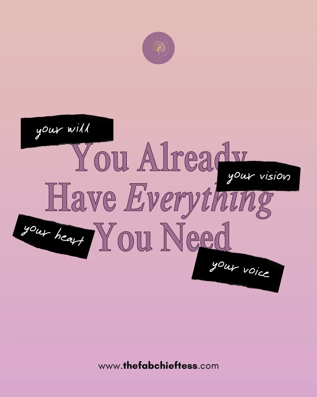 💫 You are not missing anything. You are not behind. You are not incomplete.
Inside you lives every tool, every instinct, every ounce of power you need to create the life you want. Your will. Your heart. Your vision. Your voice.

You don&rsquo;t need