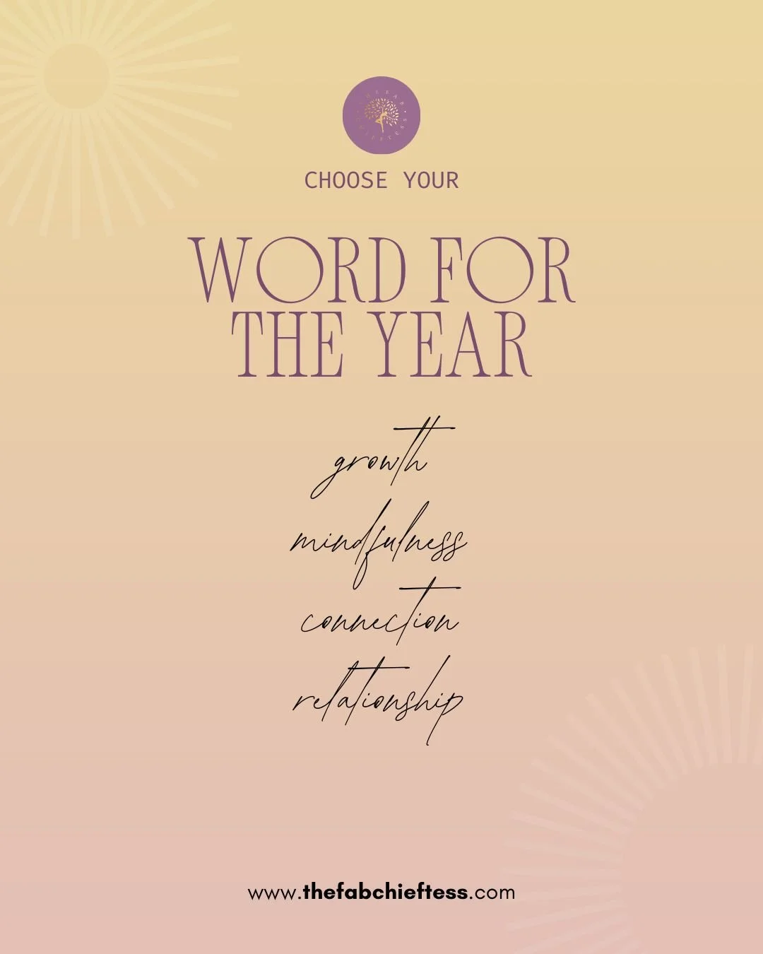 One word can guide a year.
One intention can shift everything.

Your word becomes your anchor. Reminding you who you&rsquo;re becoming, what you&rsquo;re prioritizing, and how you want to feel as you grow.

-Growth.
-Mindfulness.
-Connection.
-Relati