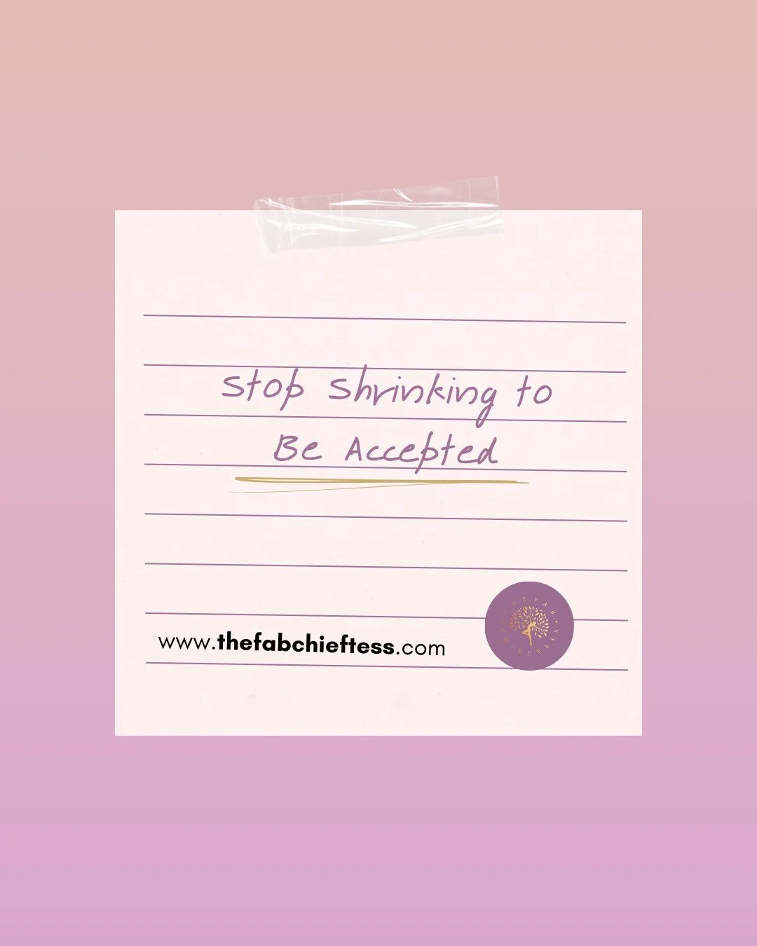 You were never meant to shrink to fit into spaces that don&rsquo;t honor you.
Dimming your light, staying silent, or making yourself smaller for acceptance comes at the cost of your authenticity and that price is too high.

The right people, opportun