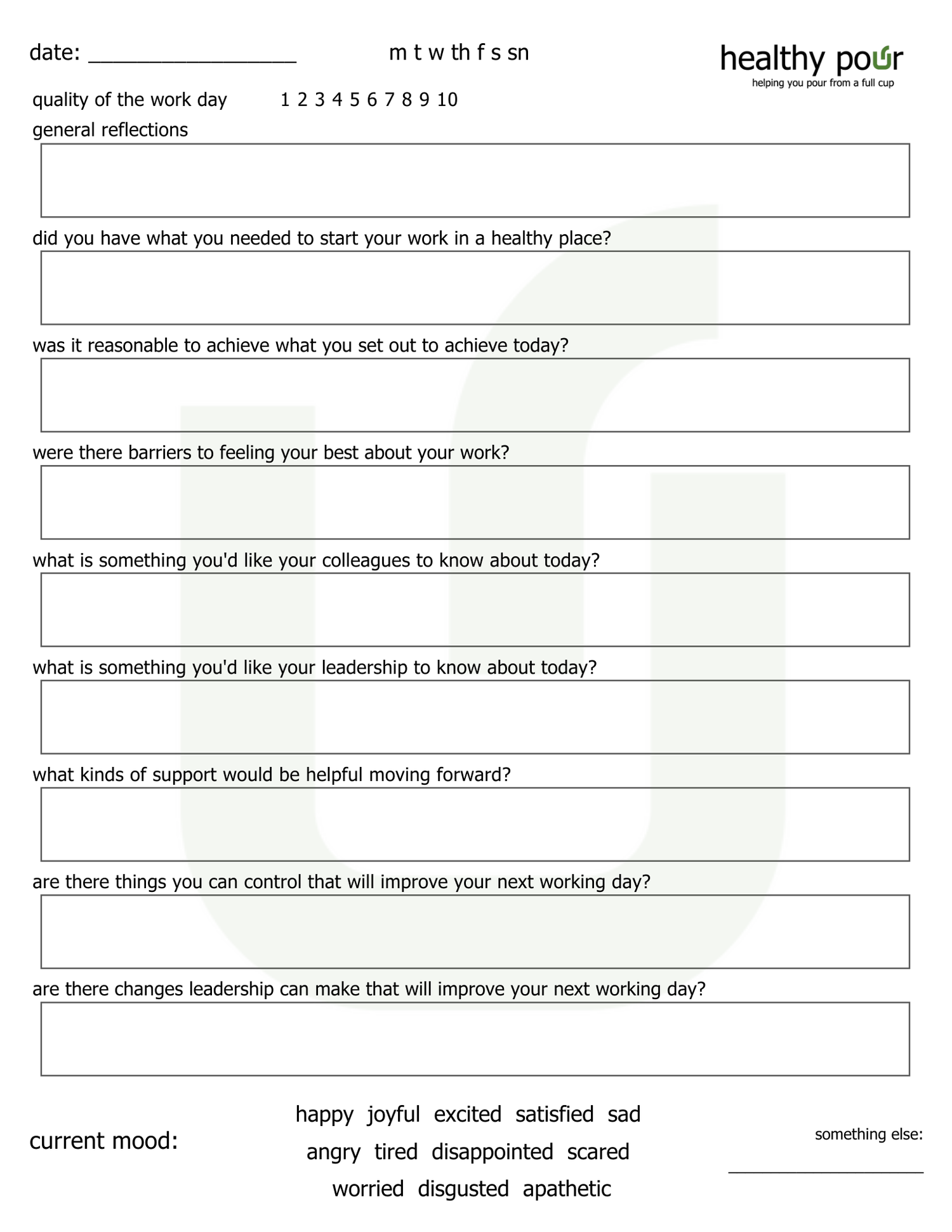 Worksheets — Healthy Pour