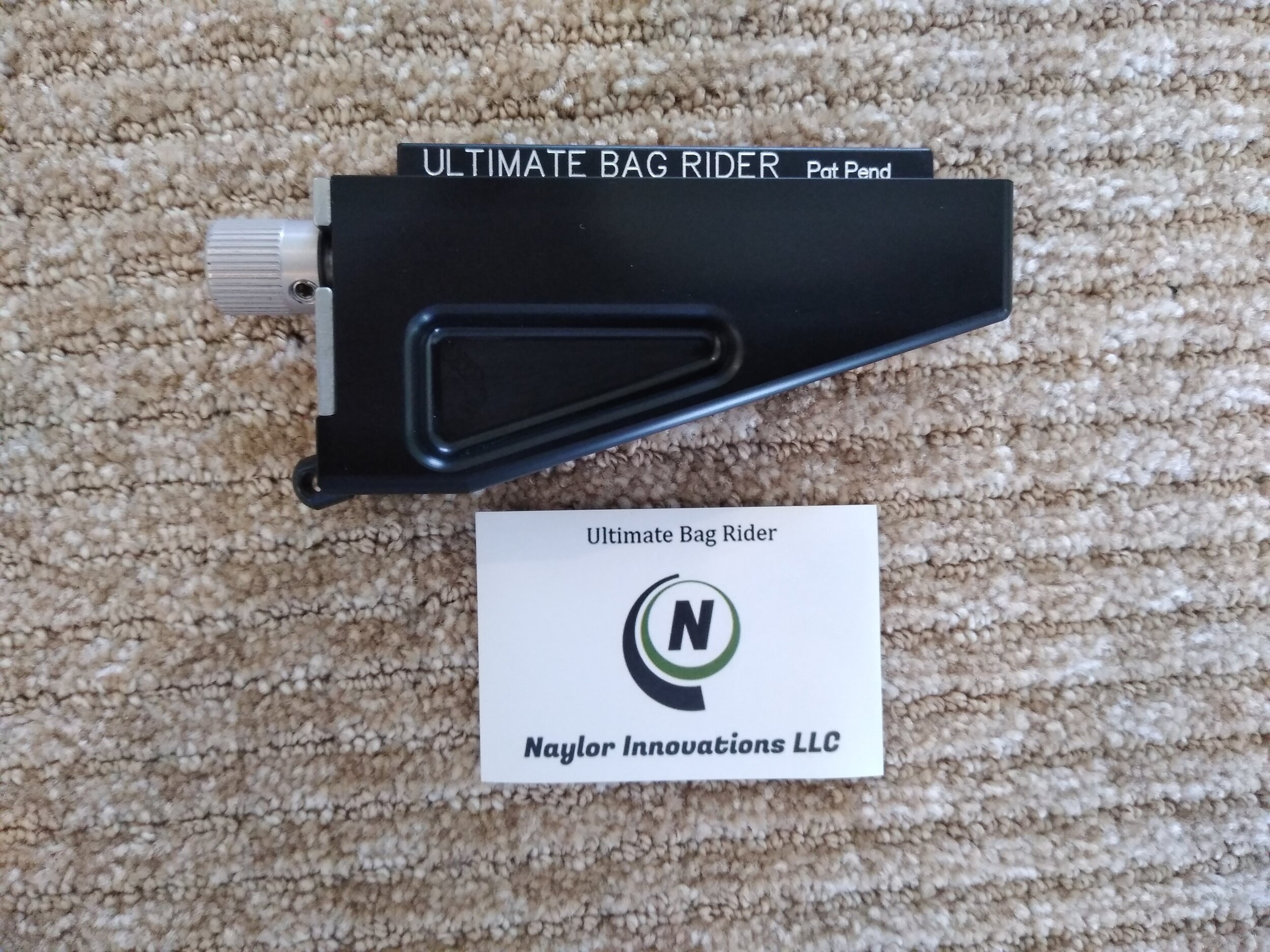 Black Delrin Rear Rifle Rest With Sling Stud Installed - Ultimate Bag Rider - Naylor Innovations - Shooting Accesories