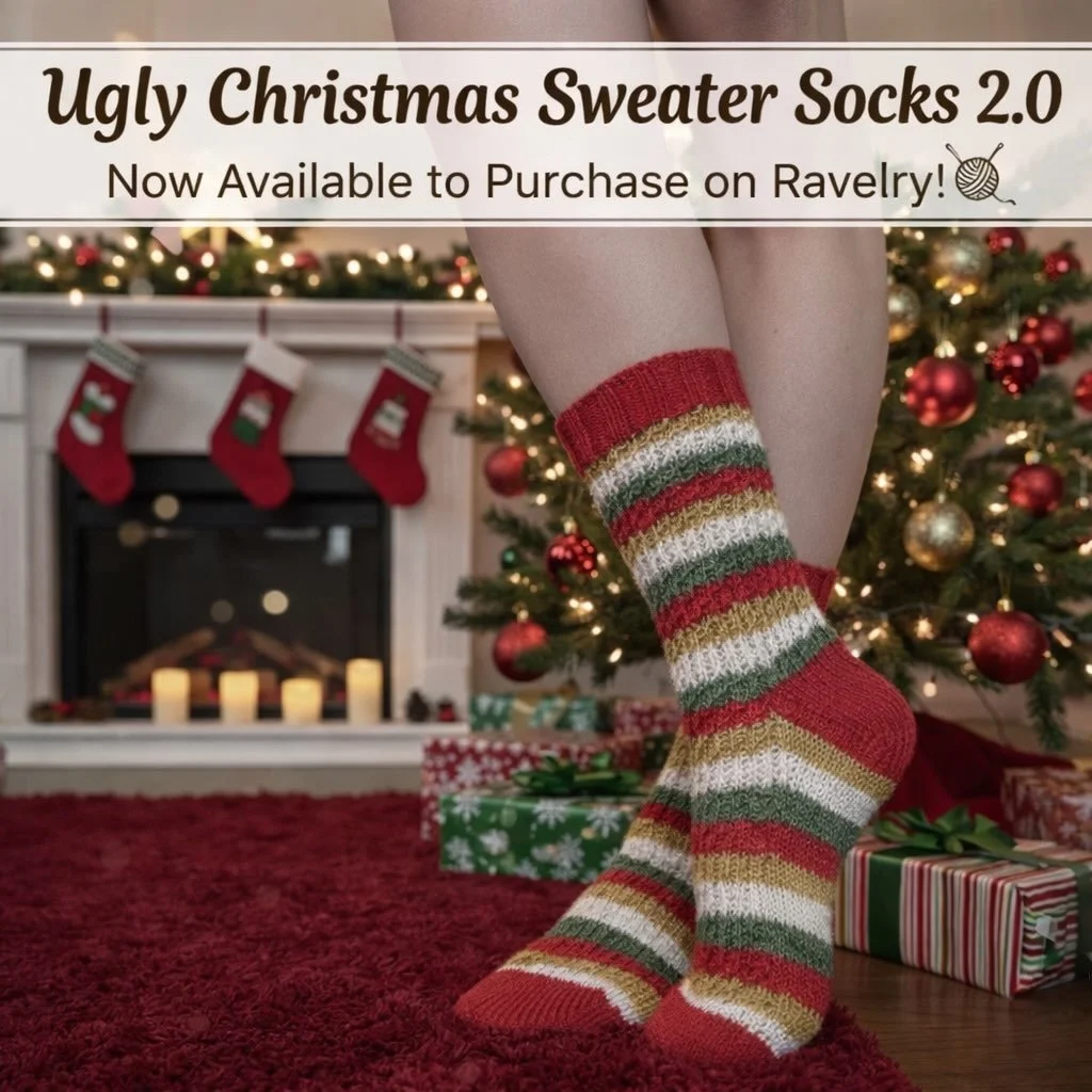 Ravelry link in bio&hellip; they&rsquo;re so bad they&rsquo;re good! This year&rsquo;s Ugly Christmas Sweater Socks are live on Ravelry. Get yours and know that you&rsquo;ll be the jolliest one at all the parties. #uglychristmassweater #uglychrisymas