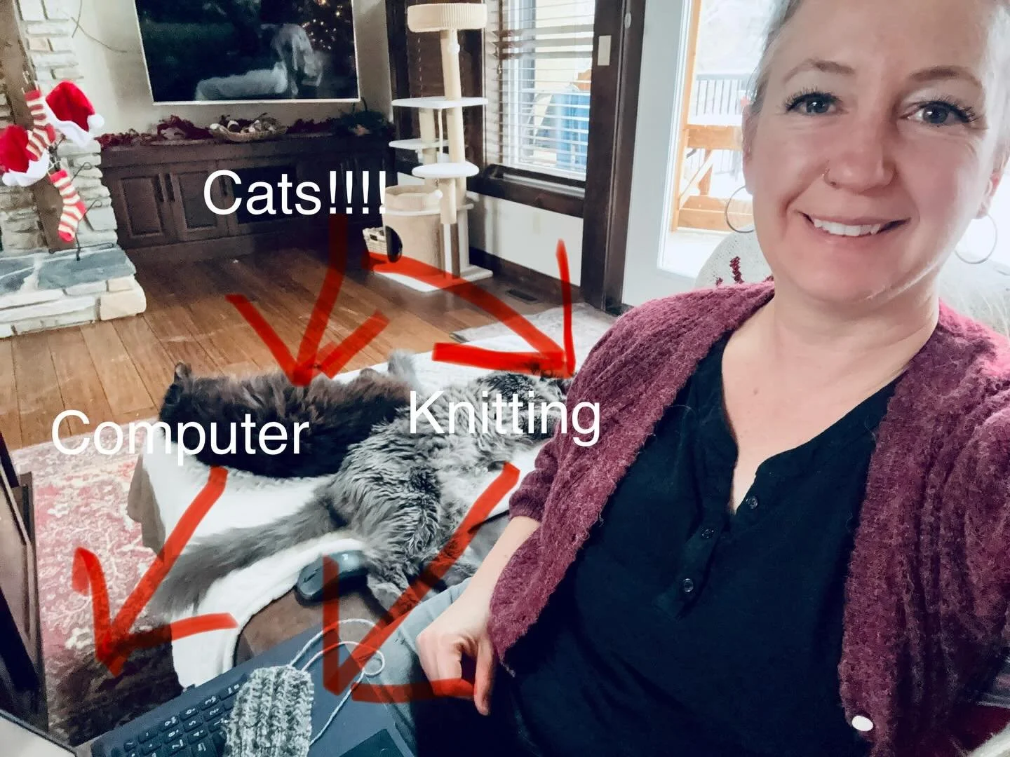 Trying to work on a pattern today, and it&rsquo;s worth pointing out that no matter how much space you begin with, the cats always seem to take most of it by the end. Sigh&hellip;.