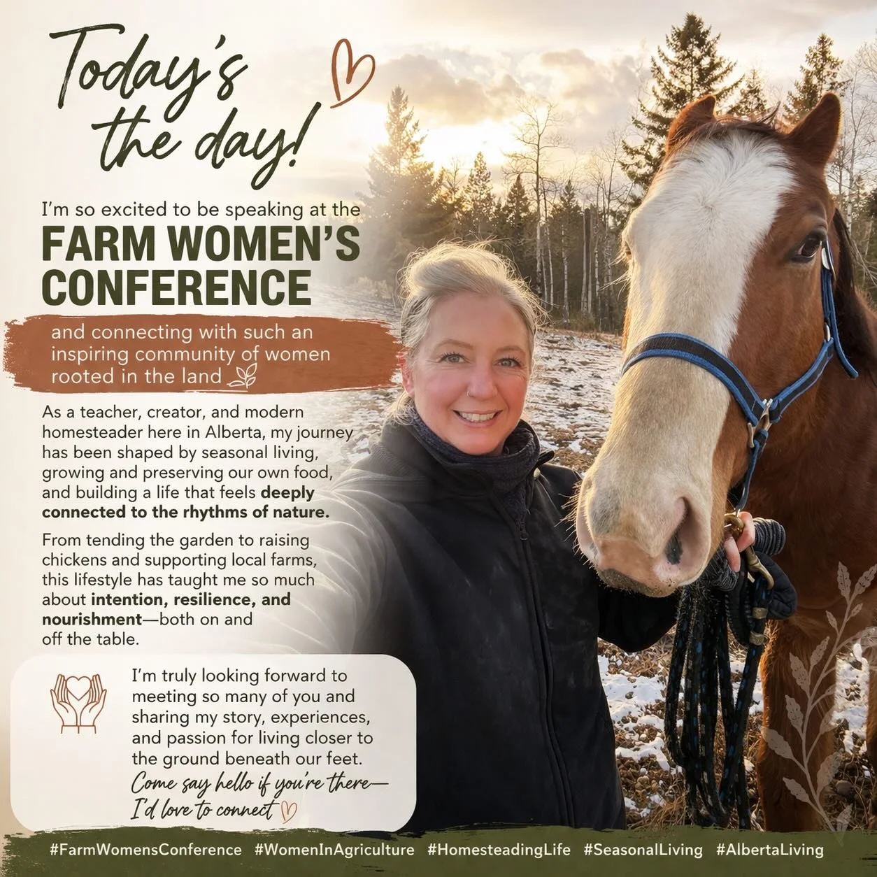 Today&rsquo;s the day! I&rsquo;m so excited to be speaking at the Alberta Farm Women&rsquo;s Conference and connecting with such an inspiring community of women rooted in the land 🌾

As a teacher, creator, and modern homesteader here in Alberta, my 