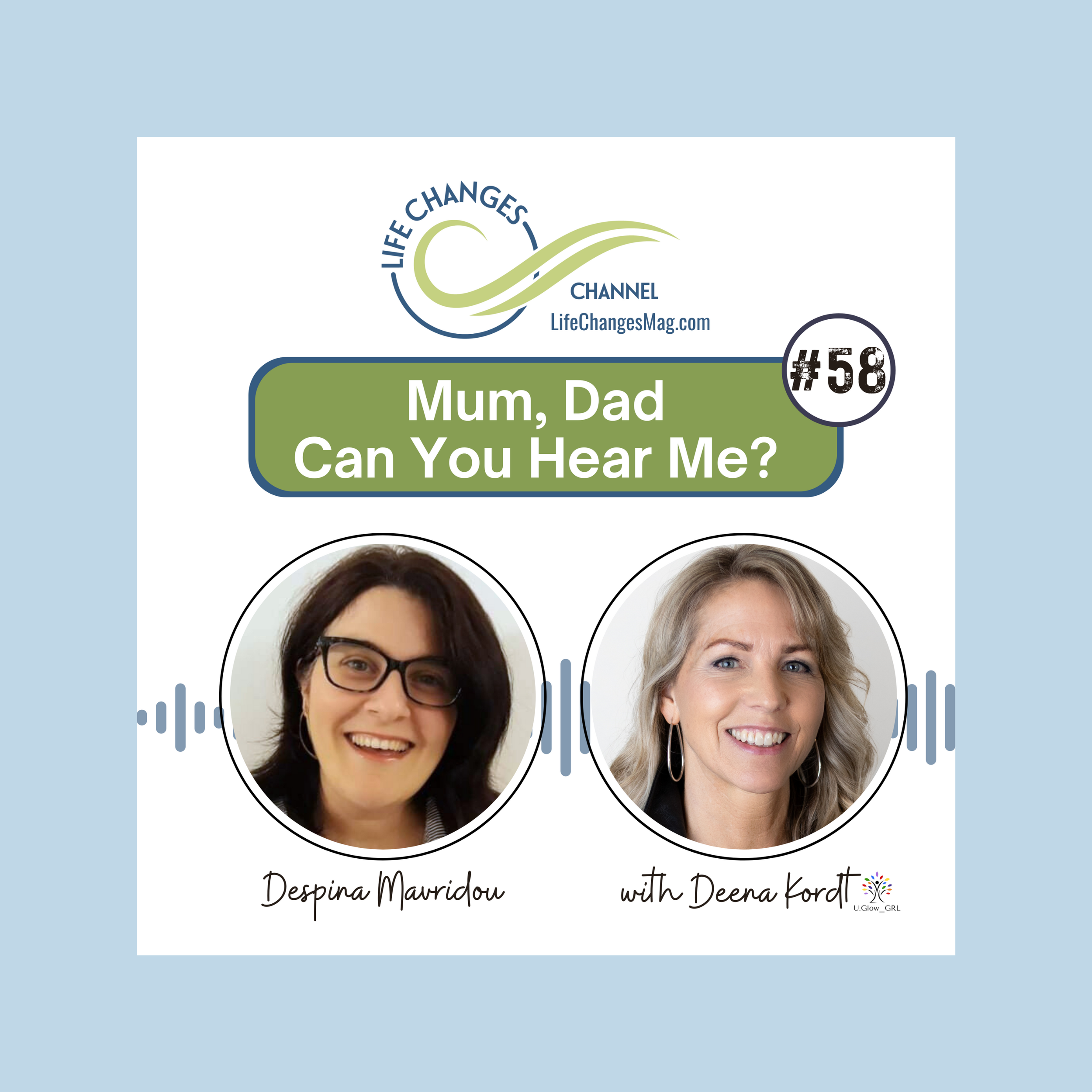 Life Changes Channel podcast episode #58 "Mum, Dad Can you hear me?" Despina Mavridou with Deena Kordt