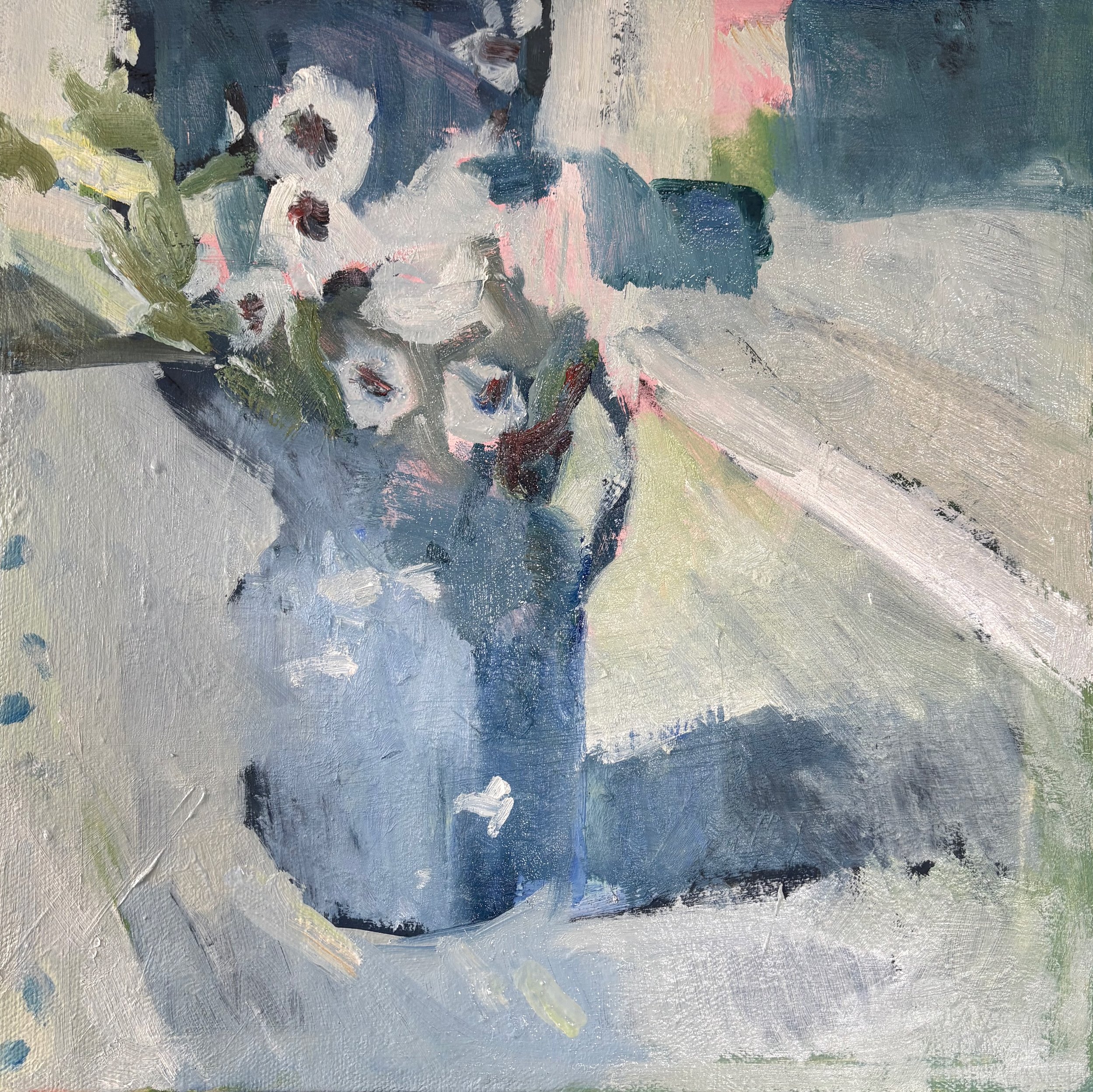 "Feel Better Flowers #3  (2026, oil on canvas, 12 in x 12 in)