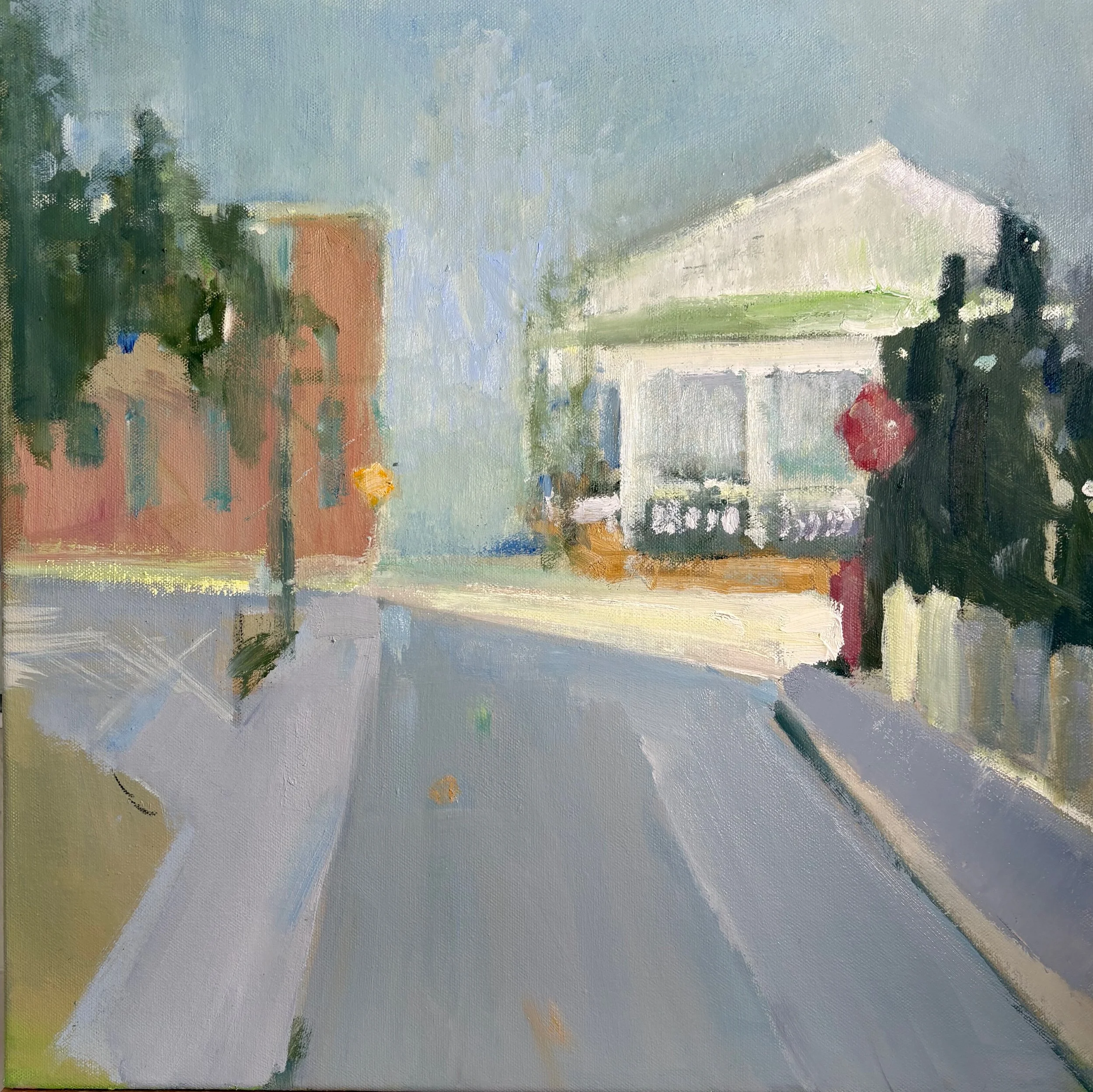 Light in the Lane (oil on canvas, 18 in x 18 in)