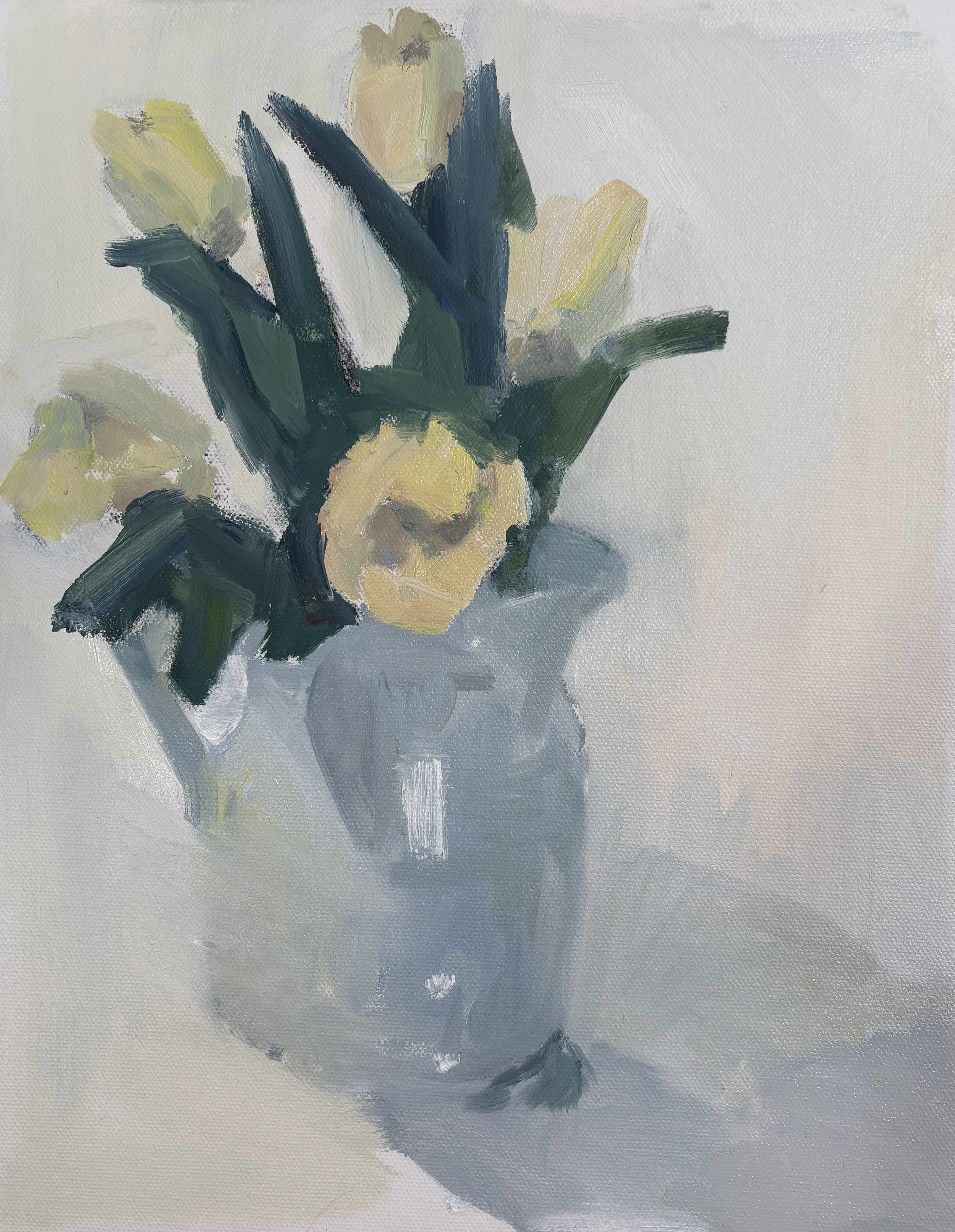 Foxtrot Tulips #1 (2026, oil on canvas, 11 in x 14 in)
