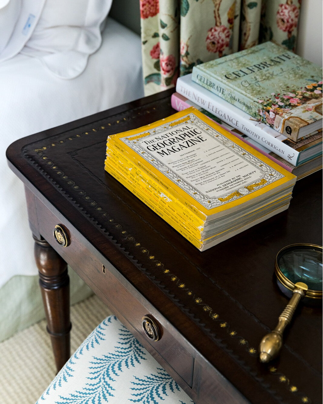 A beautiful writing desk for our client who loves to send handwritten notes.​​​​​​​​
​​​​​​​​
#annewagonerinteriors #raleighinteriordesign #writingdesk #blueandwhite #chintz #bedside