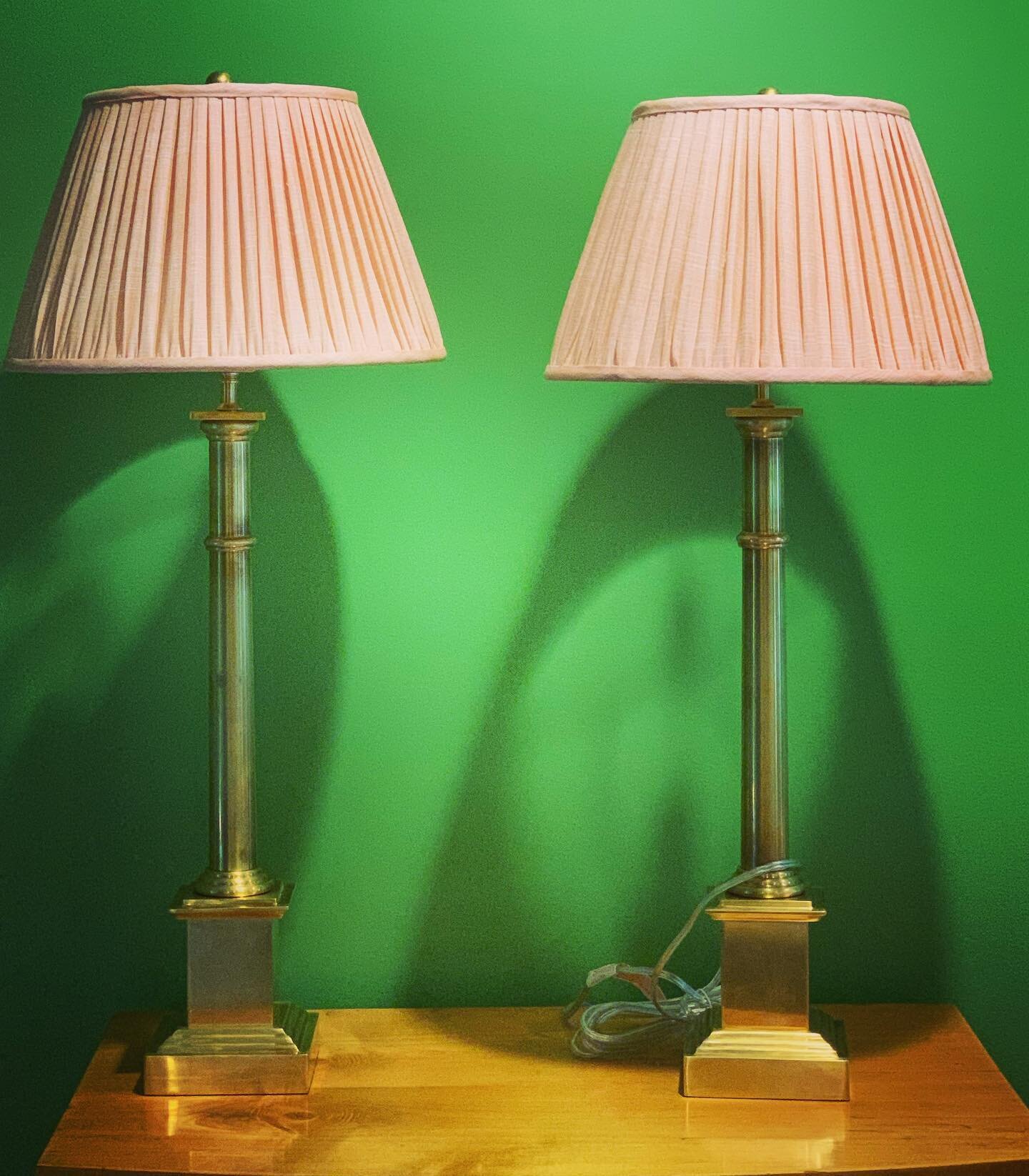 These lamps were just delivered to one of our Greensboro projects. We&rsquo;re starting to see the details come together for a client who loves color 💗 Custom shades make all the difference.