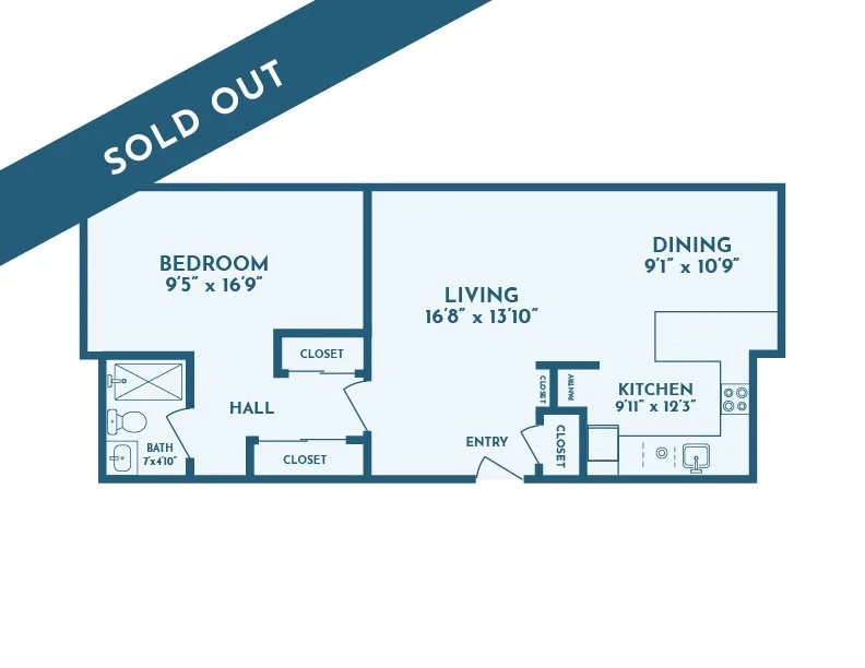 One Bedroom Deluxe floorplan