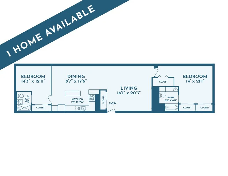 Two Bedroom XL floorplan