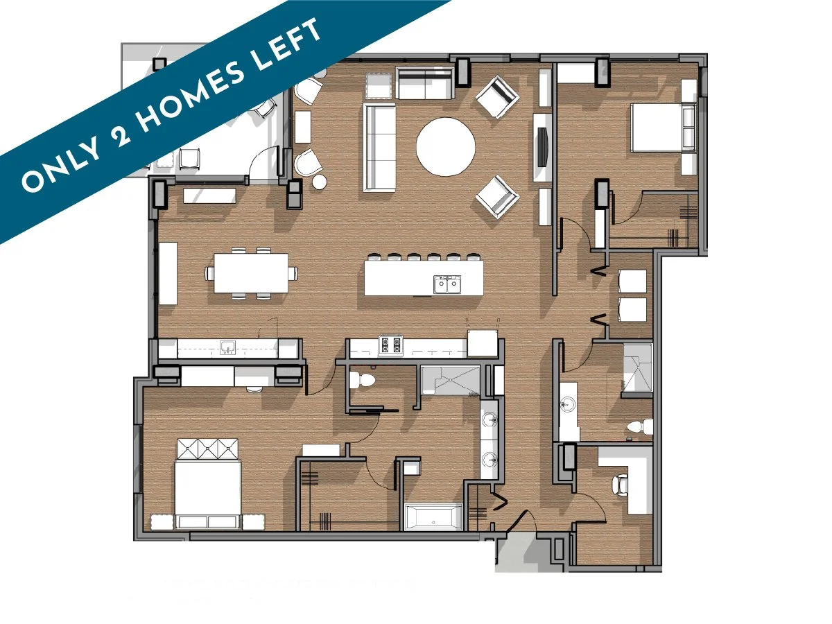 Floor plan of a house with living room, dining area, kitchen, bedroom, bathrooms, and balcony.