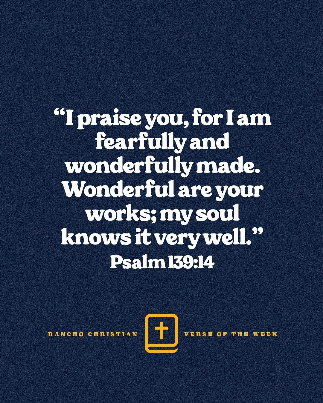 "I praise you, for I am fearfully and wonderfully made. Wonderful are your works; my soul knows it very well." Psalm 139:14 
At Rancho Christian, we believe every person is created with great care and intention by God Himself. It shows tha