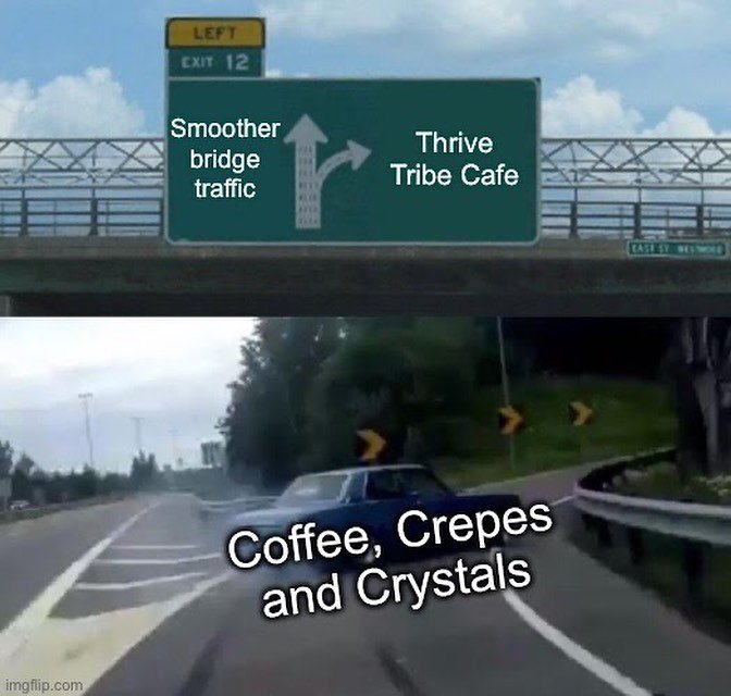 Good news!!! The i195 bridge traffic is now moving smoothly, like a buttered up slide!!! So slide on down and grab the best coffee,crepes and crystals in town before the tribe packs up at 3. We&rsquo;re always serving up good vibes and great treats!!