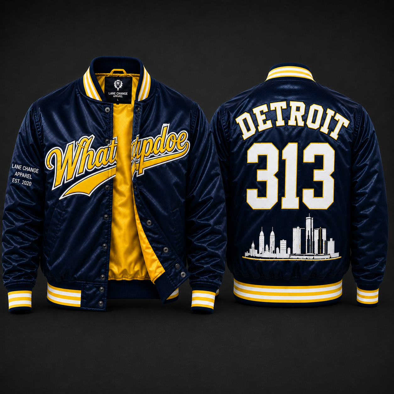 Whatupdoe Detroit 313 Premium Satin Jacket-Pre-Order