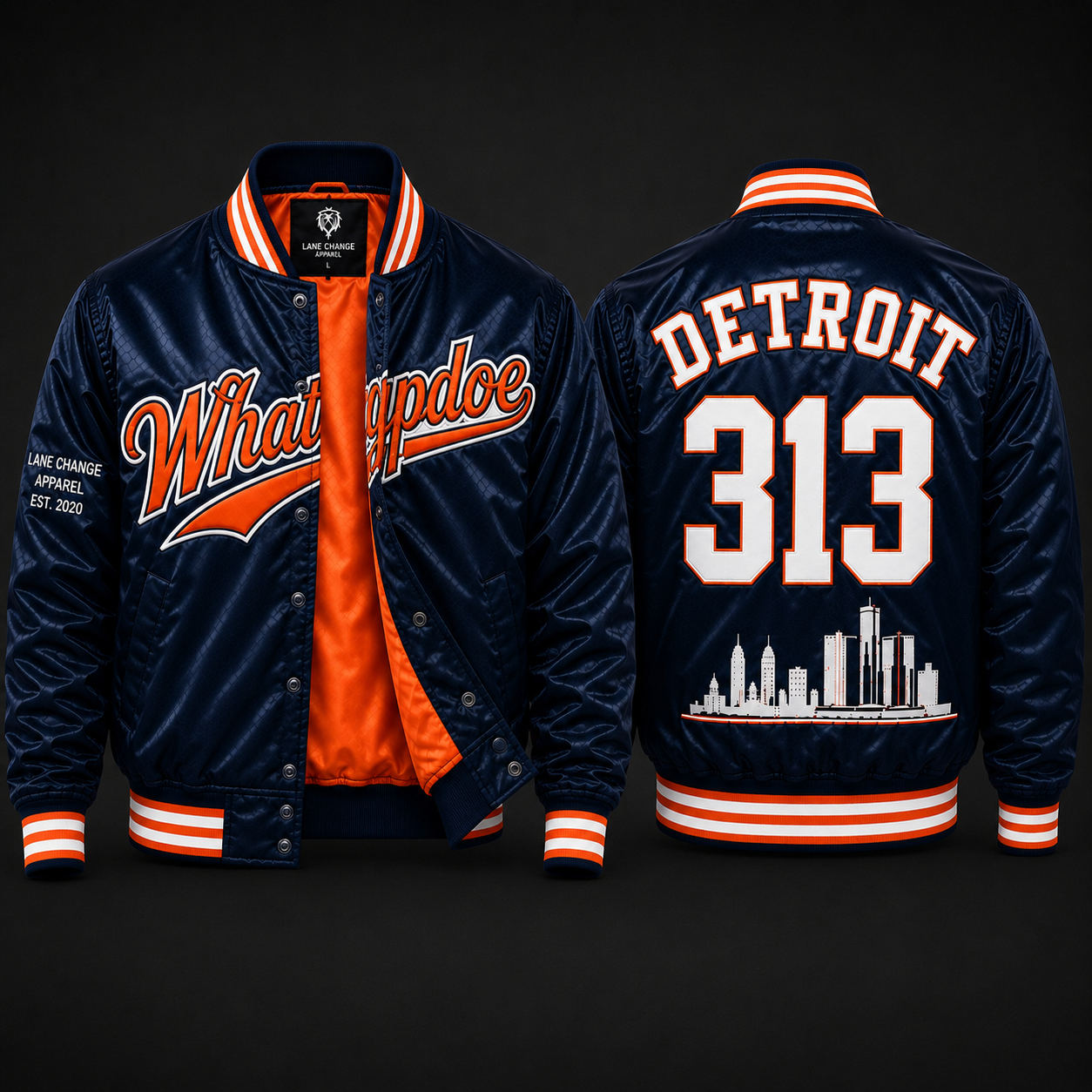 Whatupdoe Detroit 313 Premium Satin Jacket-Pre-Order