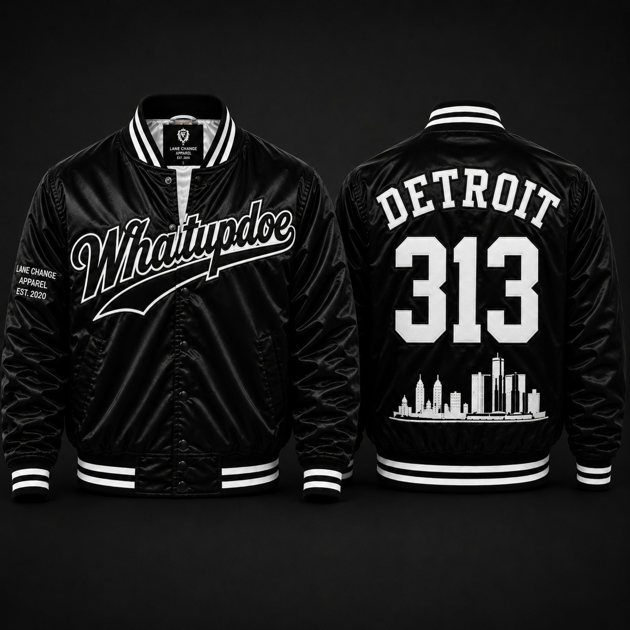 Whatupdoe Detroit 313 Premium Satin Jacket-Pre-Order
