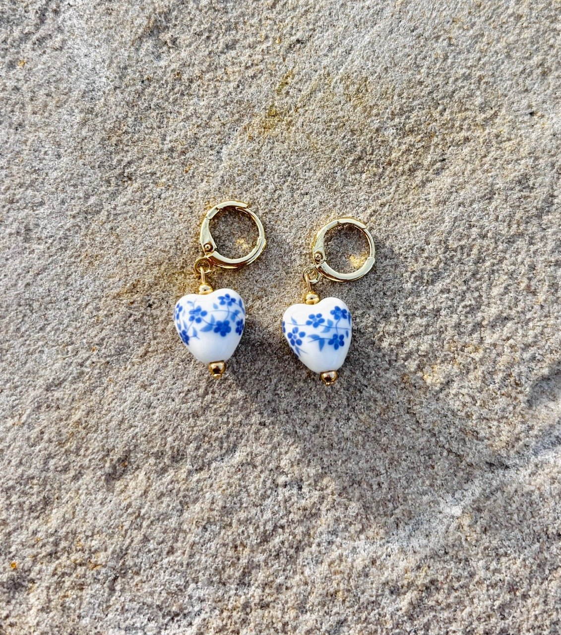 Ceramic Floral Heart Huggies