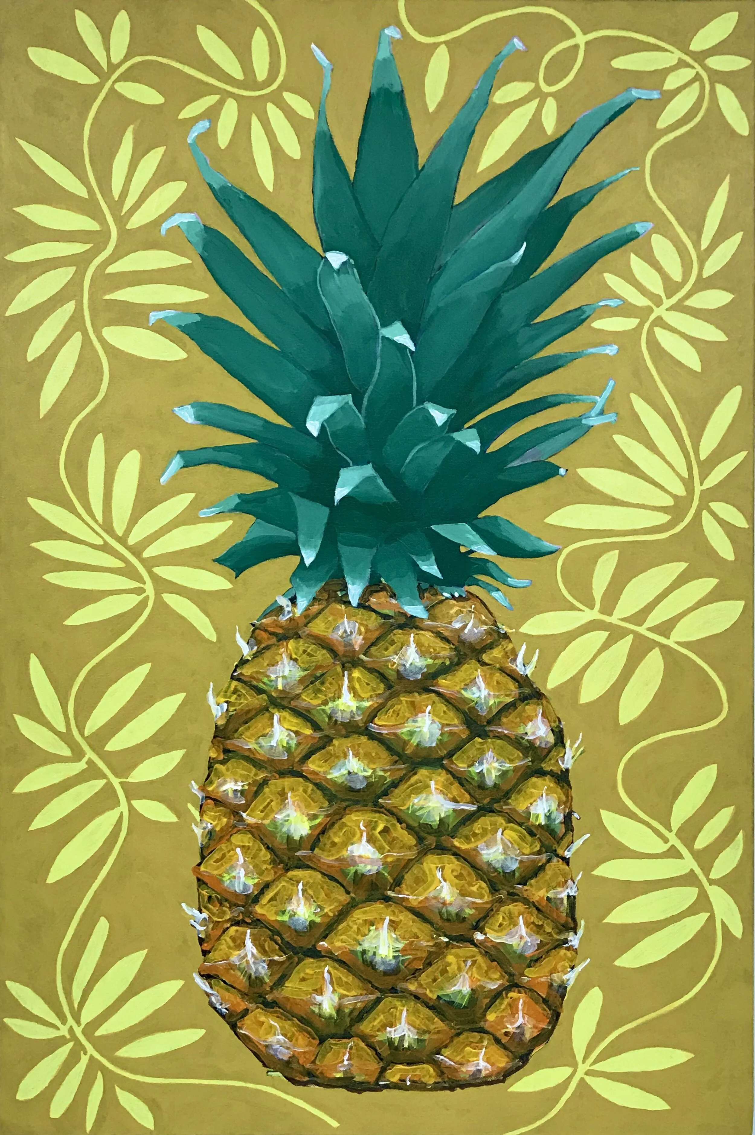 Havana (pineapple / crowns), 36” x 24”, acrylic on canvas, 2020