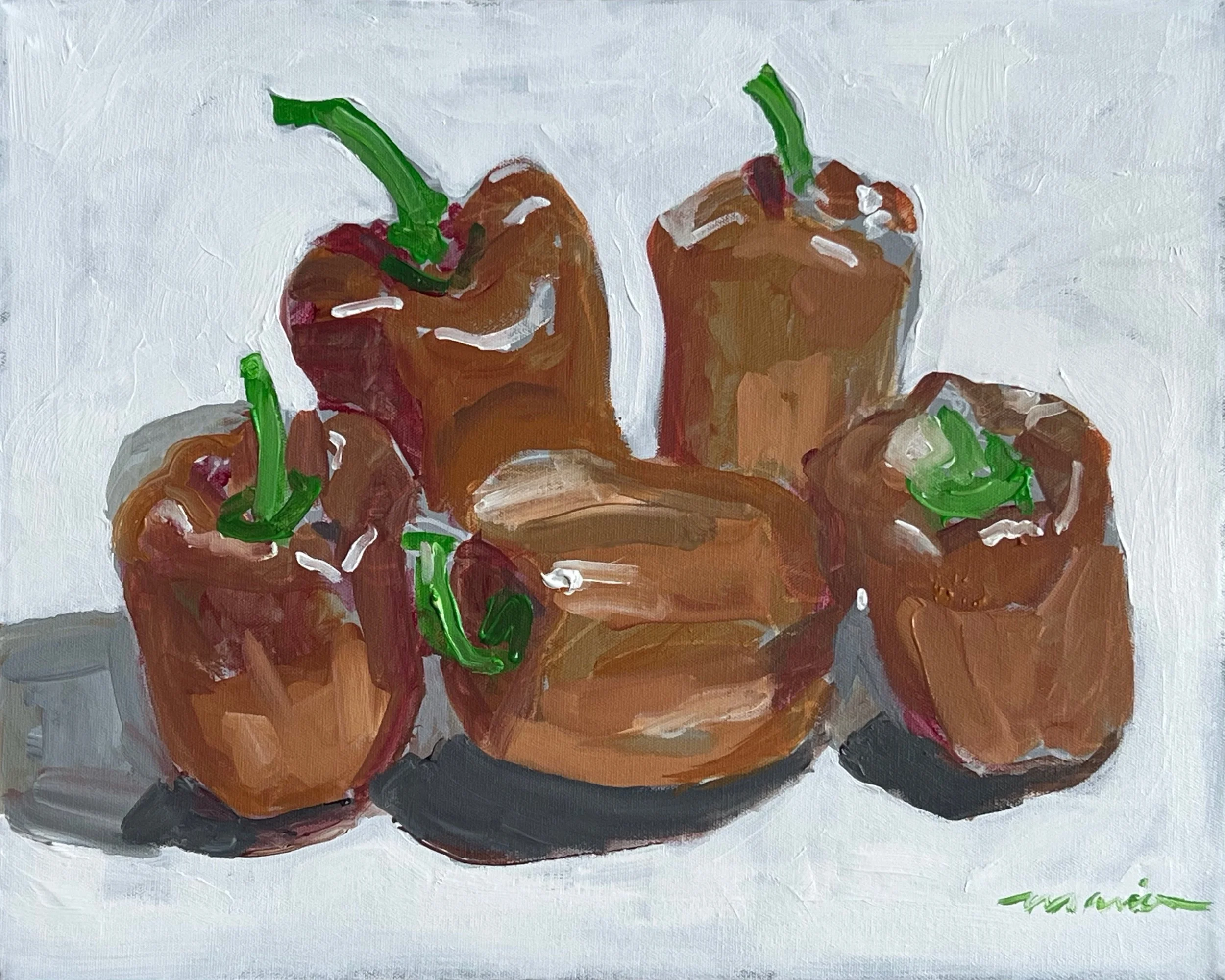 Christmas Peppers, 16” x 20”, Acrylic on Canvas, 2022